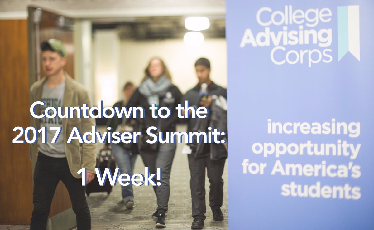 AdvisingCorps's tweet photo. We're officially starting our countdown to the 2017 Adviser Summit in Fort Worth! Only one week away! #AdviserSummit17 #CACSummit #advisingcorps https://t.co/et5aRbZ7vS