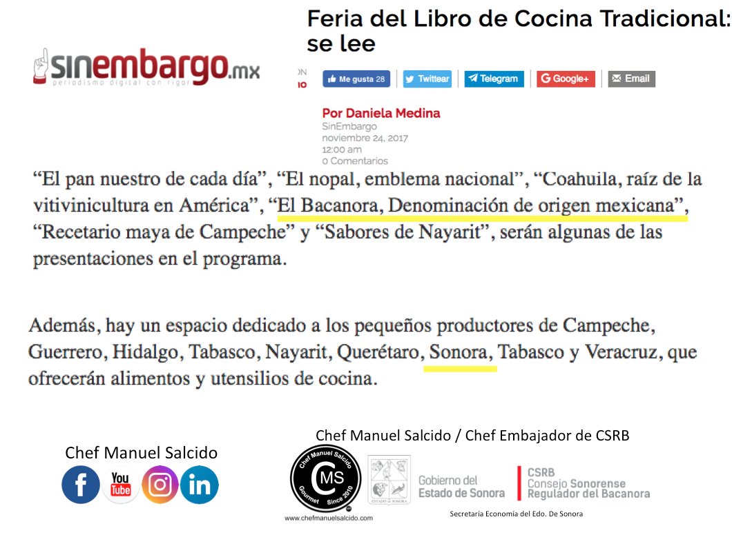 chefmsalcido's tweet photo. muchas gracias @SinEmbargoMX por la publicación sobre la #FLICO2017 @MNCP_DGCP @dgcpopulares !!! https://t.co/bBMSZGnRMZ !!! #chefcms #bacanora #laderadecarrizos #cultura #denominacióndeorigen #México https://t.co/aFp4dksS41
