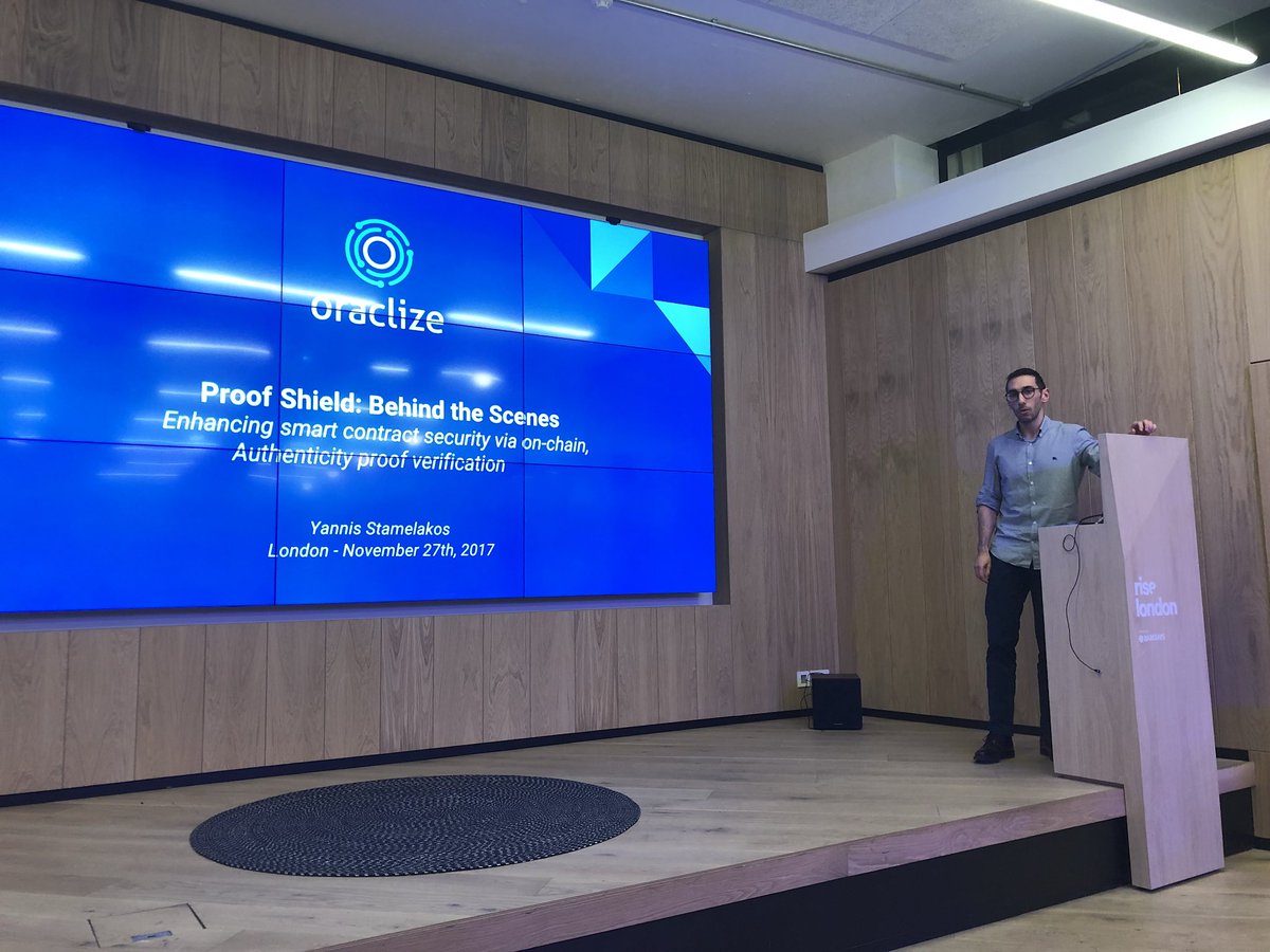 provablethings's tweet photo. Our Software Engineer @yanstam diving into the tech details of the proof shield at #oraclizemeetup @ThinkRiseLDN https://t.co/4quyhC5Jjv