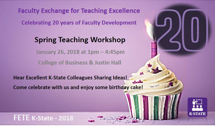 kstatetlc's tweet photo. Come celebrate 20 years of Faculty Development! Save the date! @kstate_ctl @KStateAssess @KState #KStateTLC https://t.co/4uXntXzvyJ