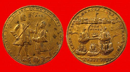 EdwardVernonOld's tweet photo. Mis monedas: La pieza más difundida de la colección lleva una inscripción, en inglés, que dice "El orgullo de España humillado por el almirante Vernon" y en el reverso: "Auténtico héroe británico, tomó Cartagena en abril de 1741 https://t.co/wmNCGBjZQa