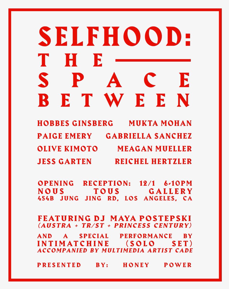 Performing a special multimedia set this Friday 12/1 in Chinatown. So psyched to set the mood for this all-female exhibition. #honeypower ❤️