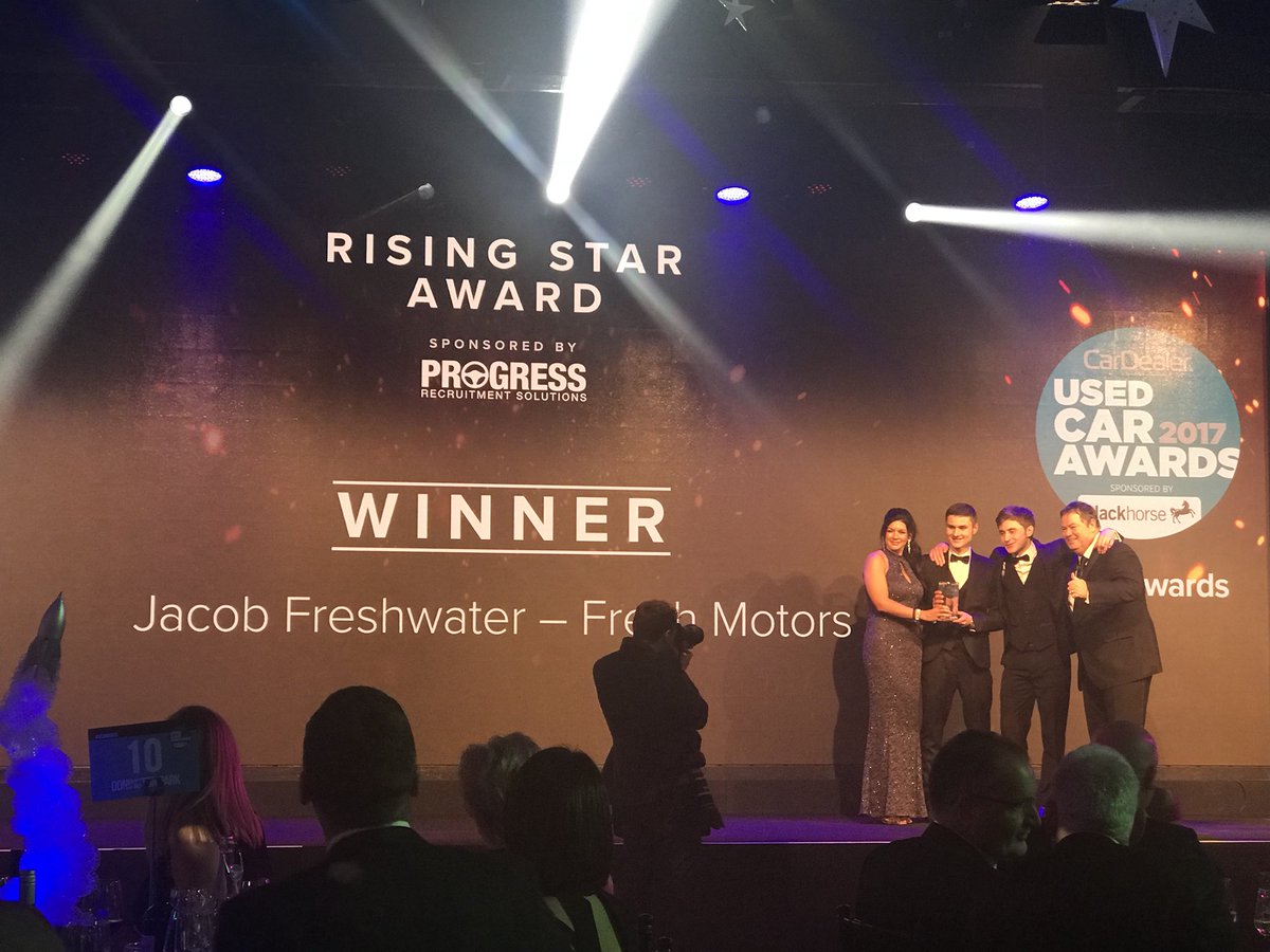 CarDealerMag's tweet photo. Our first ever Rising Star Award goes to Jacob Freshwater of Fresh Motors! #UCAwards https://t.co/bYMZtb1FsP
