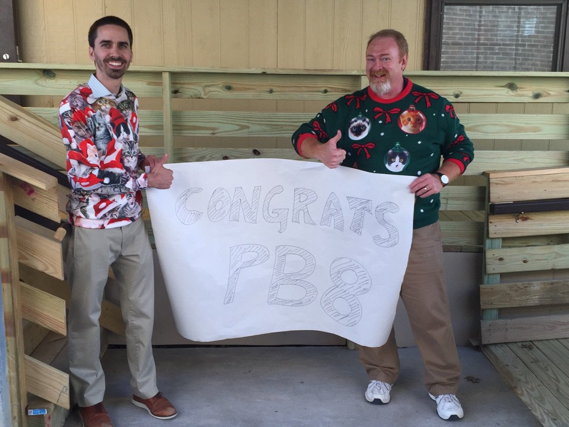 RiggLEAD's tweet photo. Portable 8 moved over the break! So anytime you move, you must have a ribbon cutting ceremony! Congrats PB 8! #pb8update #rechristening #newchapter https://t.co/MVxDSHjlOf