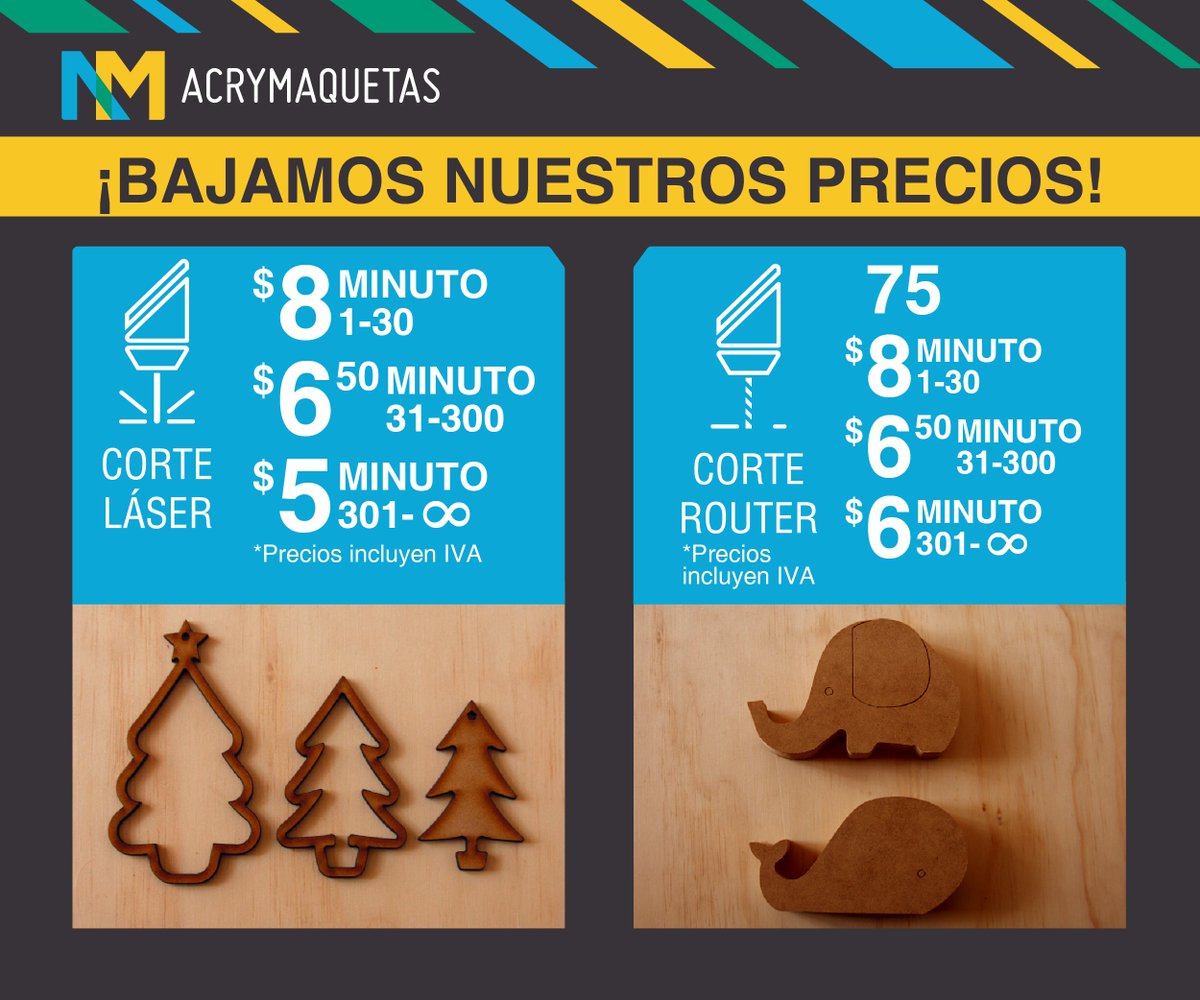 ACRYMAQUETAS's tweet image. Recuerda que, pensando en tu economía, bajamos nuestros precios en #corterouter y #corteláser