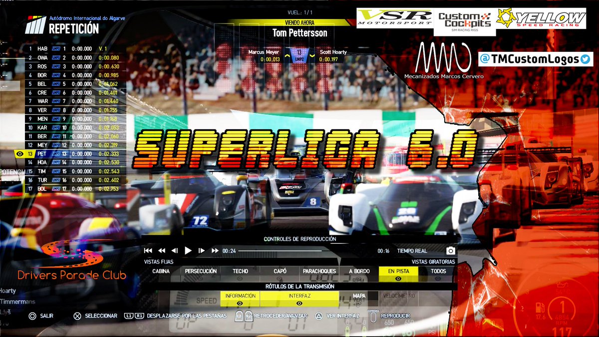 DriversparadeCb's tweet image. Todo listo en el Autódromo Internacional do Algarve para el inicio de la #Superliga 6.0. Pilotos enciendan sus motores en 30 minutos comenzamos... Green Green Green Enlace retransmisión youtu.be/o6FF4WHwR_k  | Pasión #Simracing #PS4 #ProjectCars2 @BandaiNamcoES