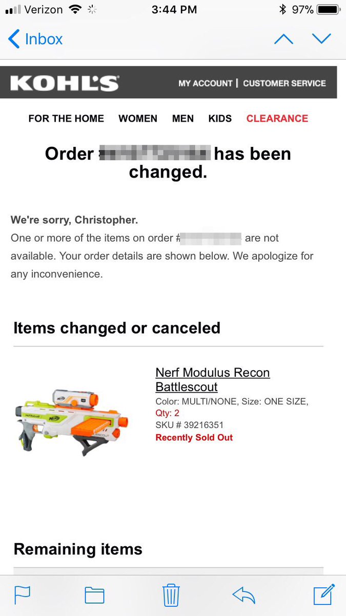 ITRTchris's tweet photo. After three days after I paid for these items, you guys decide to cancel my order? I don’t need them until 12/25. This is really poor customer service. If you didn’t have them, you shouldn’t have allowed me to checkout @Kohls. https://t.co/uJSp4knKE6