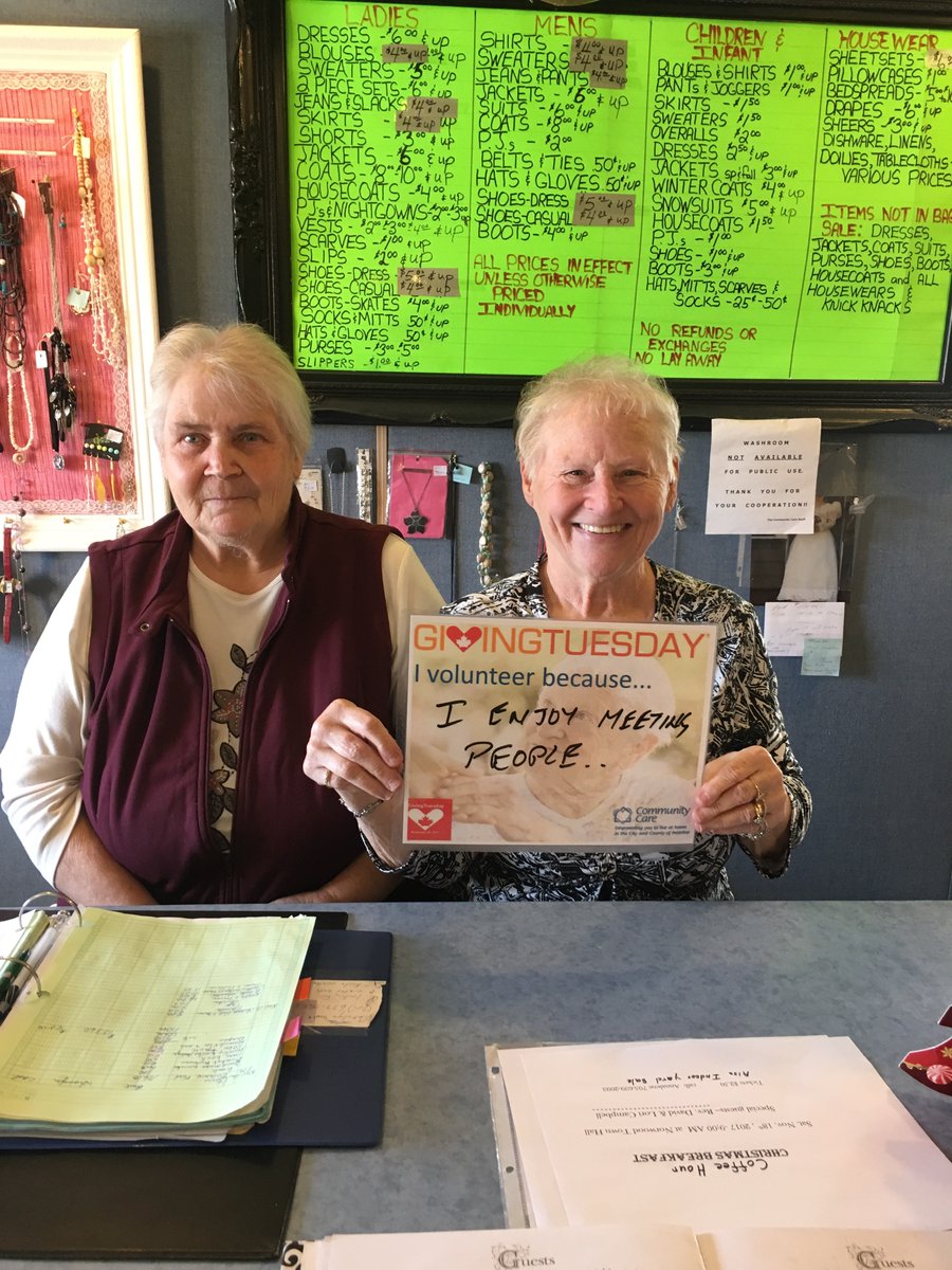 CommCarePtbo's tweet photo. Community Care volunteers enjoy meeting the people shopping at the “New to You” store @HavelockON 
Thanks for everything you do and choosing to spend your time volunteering with us!
@GivingTuesdayCa https://t.co/w4utnKYii4
