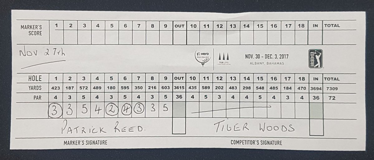 TOURMISS's tweet photo. SCORECARD @TigerWoods @TWFoundation shoots 4-under over 9-holes 1st day @HeroMotoCorp #HeroWorldChallenge @PGATOUR official practice  👏💪

See story .... https://t.co/zxWH7Cc0PR https://t.co/1gXn8PlCcS