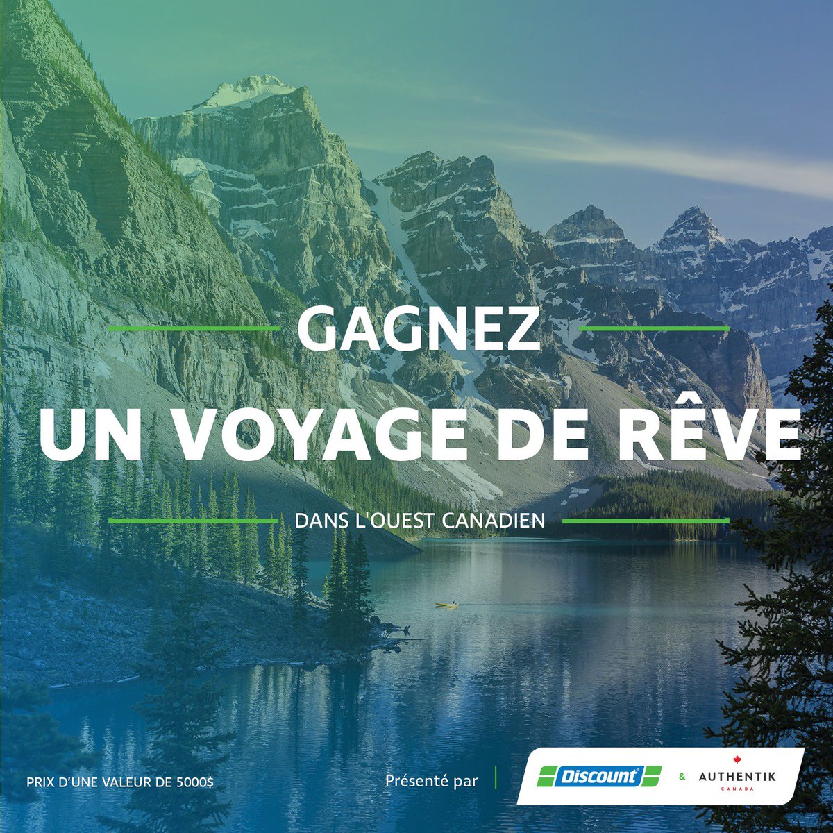 DiscountQc's tweet photo. Gagnez un voyage d'une valeur de 6000$ pour découvrir l'Ouest canadien !
https://t.co/1WHnivXYxW

#voyagedereve #roadtrip #concours #discountqc https://t.co/rVhtM5WZJS