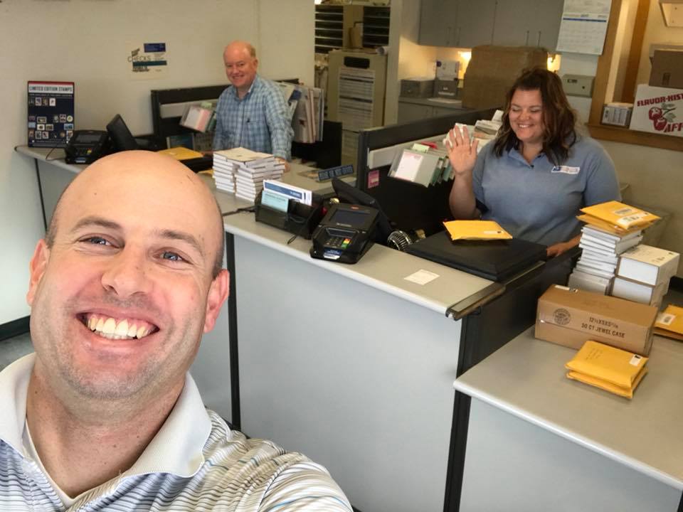 Finished mailing CDs that have been ordered for my 'Favorite Hymns' album w/ @CaraNua_music! Furthest we mailed was Norway! Thanks to my friends at the Hooper post office for smiling about having to process so many packages at once! Order your copy today: bit.ly/2yzrJxN