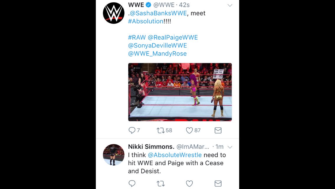 IDontTweetMuch1's tweet photo. I think she’s right. @AbsoluteWrestle. https://t.co/KzQ2MxQQW7