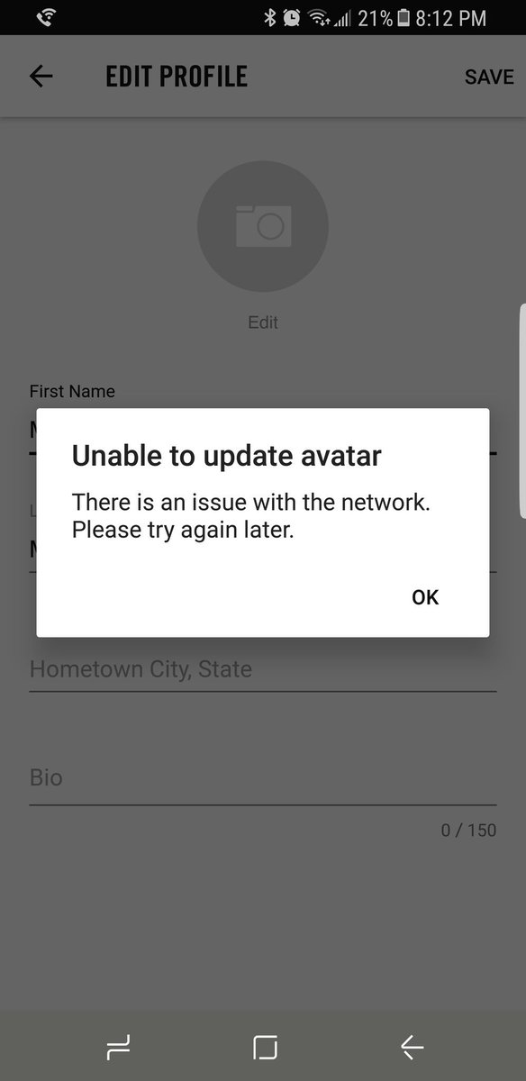 m_mcmuff's tweet photo. @NikeSupport why do I continue to get this network issue when changing photo. Going on 2 weeks. https://t.co/UBMVLfU8hk