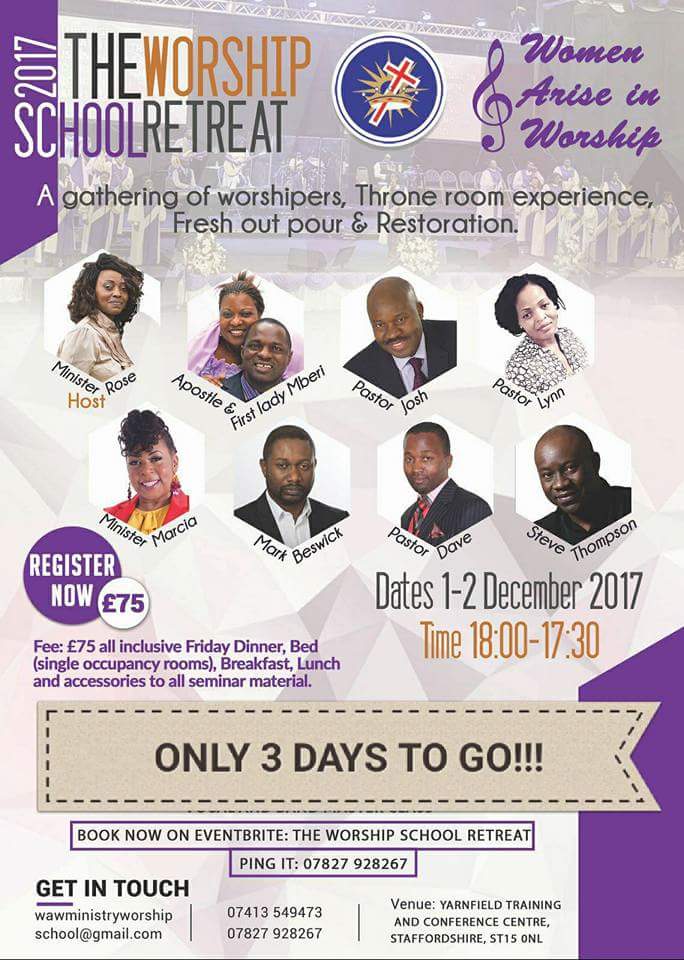 WAWMinistry's tweet photo. 📣ONLY 3 DAYS TO GO📣

Worshipers GET READY!!!

Teaching, Training, Mentoring, Empowerment, Worship, Encounter.

*Young Worshipers 7-15yrs old  expert teachers, classes pitched at an age appropriate level*

📣📣📣Register TODAY📣📣📣

#wawretreat #Worship #singers #musicians https://t.co/gLI90teq1y