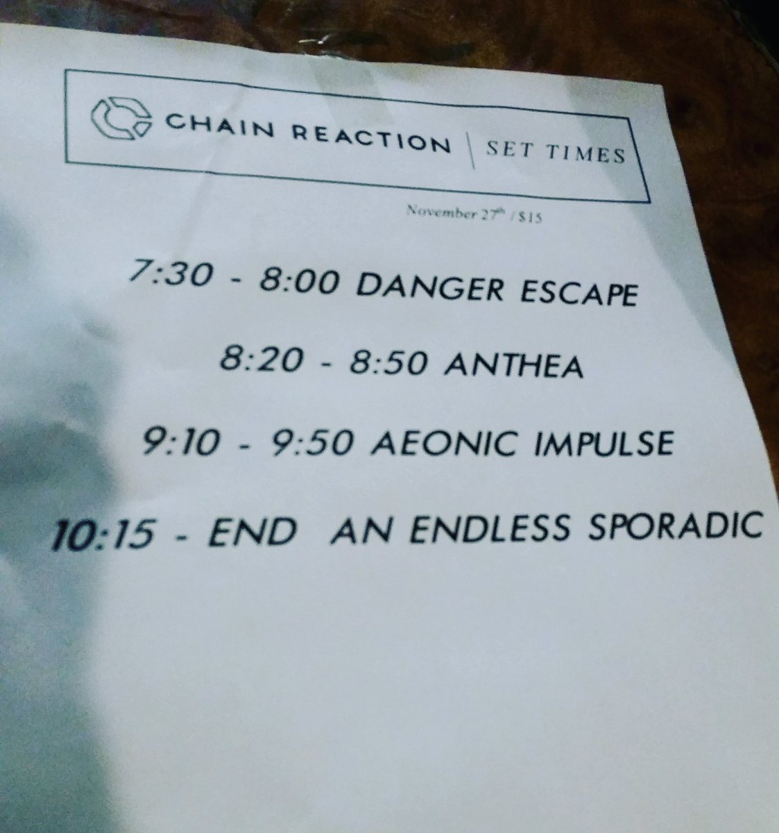 metalassaultLA's tweet photo. Just about ready for our first event at @ChainReactionCA! So stoked!! #MetalAssaultPresents #ProgNight #AnEndlessSporadic #AeonicImpulse #Anthea #DangerEscape #AllAges https://t.co/sSIjbO9KEP