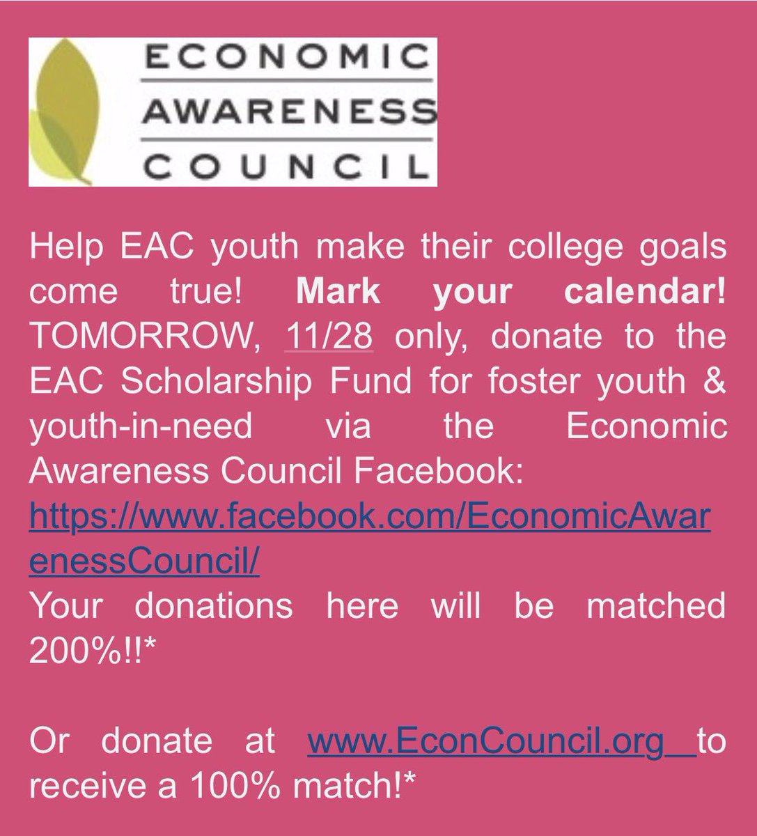 iamBornMade's tweet photo. Please join me tomorrow, 11/28 on "Giving Tuesday" in support of the EAC Scholarship Fund. 
https://t.co/jOMxh3l6vh https://t.co/5fSfHy8Krq