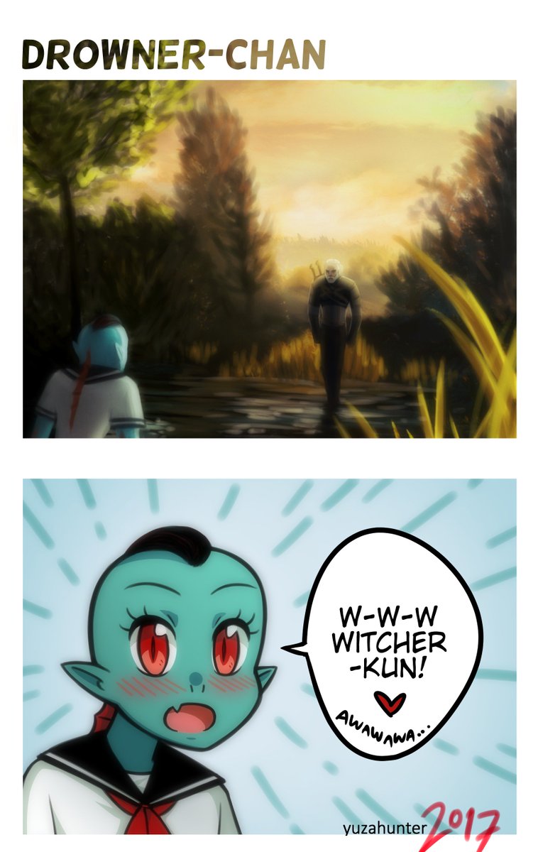 YuzaHunter's tweet photo. Drowner-chan, or The Witcher... the 90s anime.

I could make something more serious Witcher-related since I love the franchise, but here you go. 👀 https://t.co/KbXAKeSekW