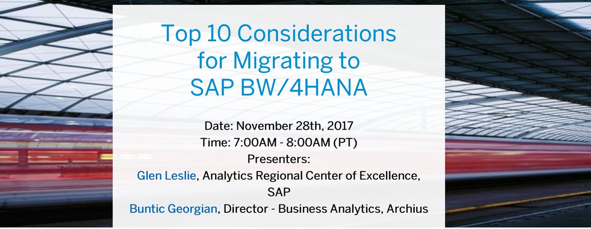 archiusBI's tweet photo. Click here to register for the #BW4HANA webinar co-presented by Buntic Georgian and Glen Leslie.  https://t.co/KpXJVxAjqS https://t.co/QKhVVkHLwC