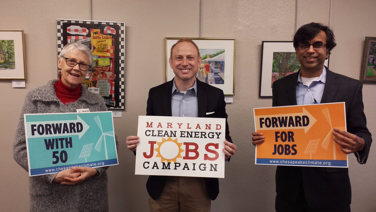CCAN's tweet photo. Today, Delegate @jwaldstreicher joined a growing number of legislators who support the Maryland Clean Energy Jobs Campaign for 50% renewable energy! Thanks for the support! #Forwardwith50 https://t.co/8aYWlhLQ7a