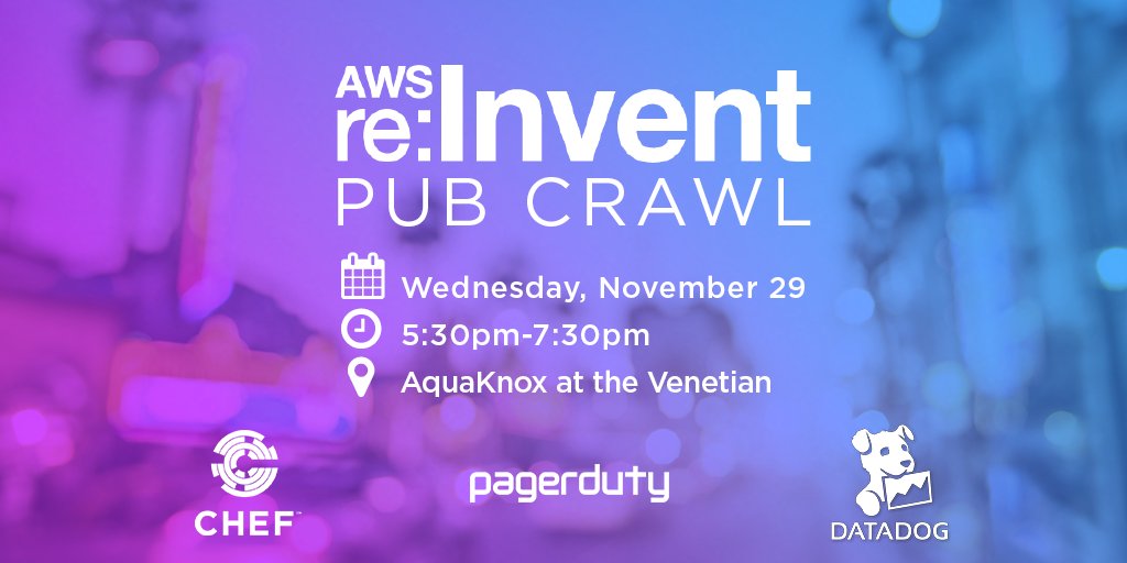 PrgsChef's tweet photo. We're partnering with @datadoghq and @pagerduty for a pub crawl at #AWS #reInvent! RSVP to attend https://t.co/edC56jzz8E https://t.co/zdJJ1VsFCU