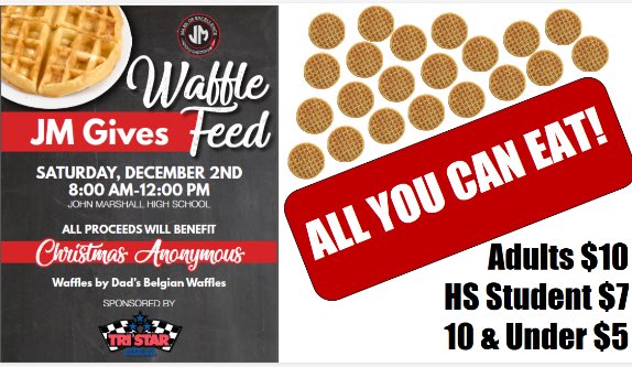 RocketNews's tweet photo. Great start to the Giving Season Rockets! Lets keep the month rolling with that same spirit. This Saturday we have our annual Waffle Feed and 5K! 🥞Bring a friend to enjoy all you can eat Dad’s Belgian waffles and run/walk a 5K! 🏃‍♂️🏃‍♀️ https://t.co/xdzAl7TpU9