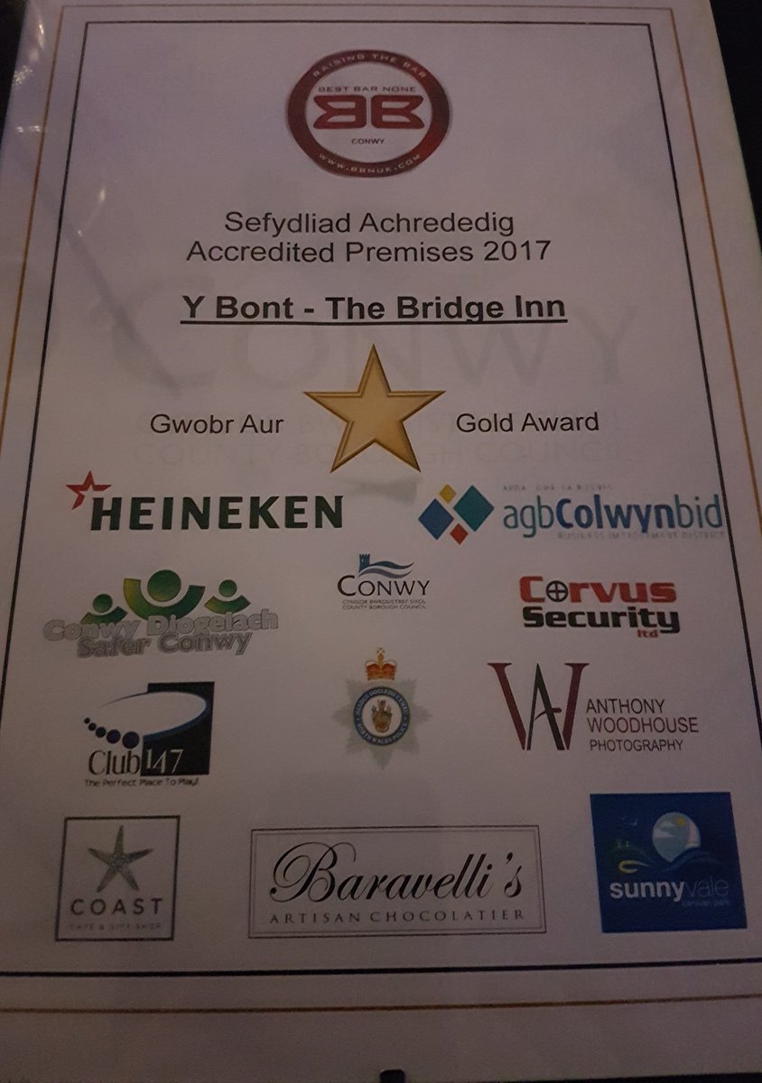 A great night at the Best Bar None awards. Another gold this year for the Bridge Team. Well done to all.