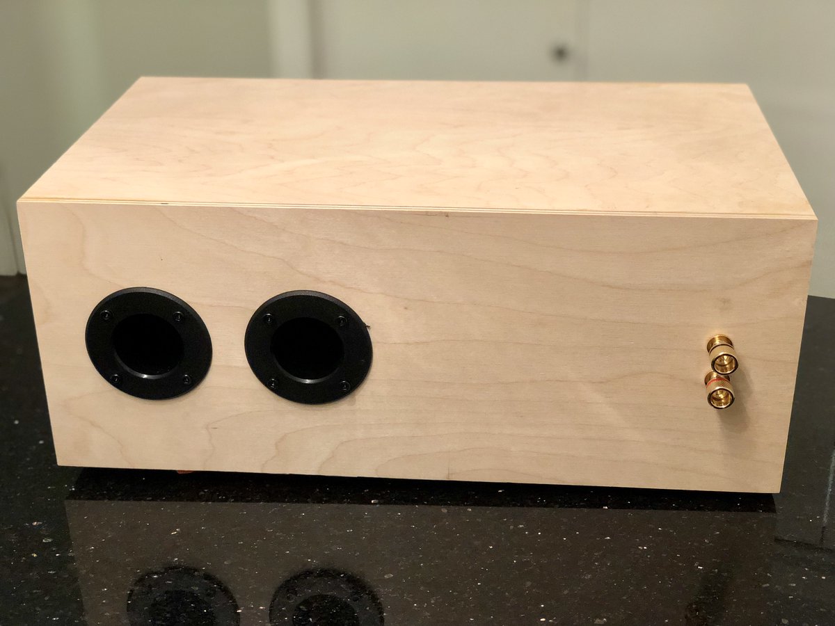 Finished assembling my center channel speaker — just needs to be veneered. Sounds good in the meantime.