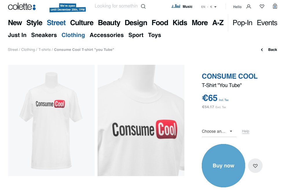 Consume Cool <a href="/YouTube/">YouTube</a>  T-shirt now available at <a href="/coletteparis/">colette</a> 
#fashion #YouTube #tshirt #celebrity #consumerism #cool 
en.colette.fr/tee-shirt-you-…