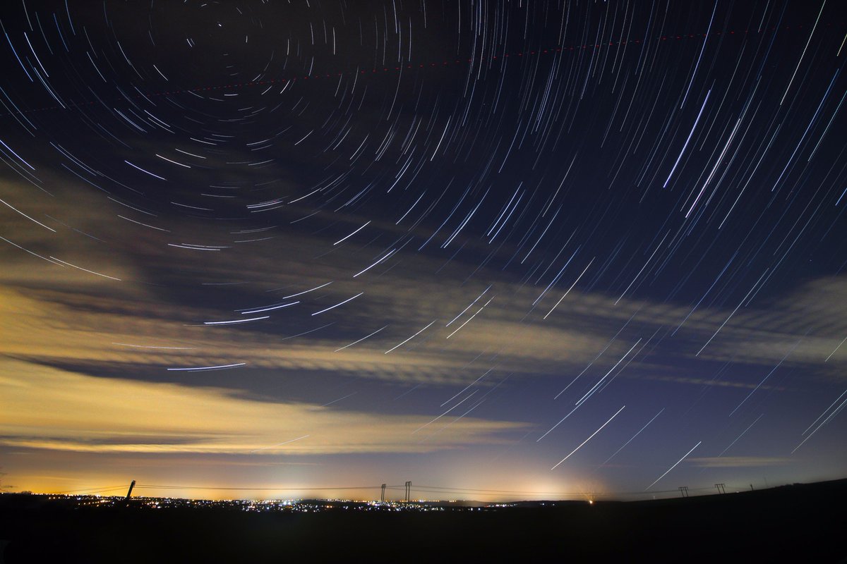 BASDbarnsley's tweet photo. Star trails above Grimethorpe @startrailsphoto @GrimethorpeBand @ChronOnline #barnsleyisbrill #startrails #southyorkshire https://t.co/aRLzfqh3aM