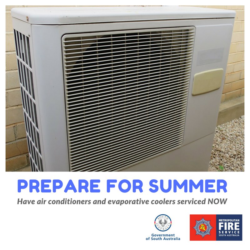 SA_MFS's tweet photo. Is your air con, evaporative cooler or fan ready to withstand #summer? Have them serviced NOW by a qualified tradesperson to #preventhousefires. They're a vital tool to #beattheheat. #FireTipTuesday More @SA_MFS air cooling tips @ https://t.co/yqEDr0lZd7 https://t.co/brEHuGpO1q