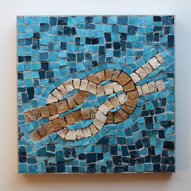 americanmosaics's tweet image. Judy Davis, “Oh No, Knot Irma.” 6” x 6”. Stained Glass, Marble.  #100MomentsinMosaic #americanmosaics #mosaic #mosaicart #mosaique #mosaico