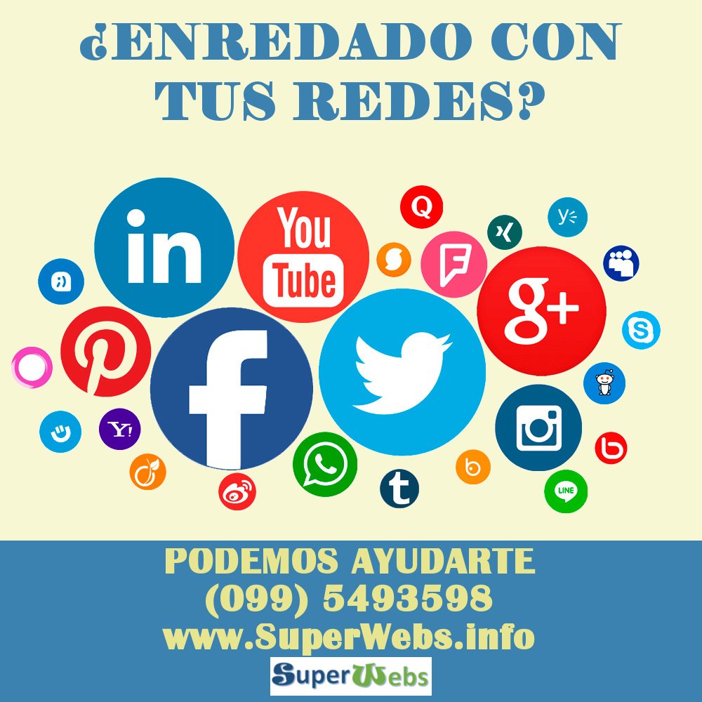 SuperWebsEC's tweet photo. Si estás vuelto un lío con tus redes sociales. Podemos ayudarte. 
Contacto: (099) 5493598
https://t.co/OTXvuEOTan

#SuperWebs #Ecuador #Quito #Empresas #6MesesDeLogros
#missuniversoTNT #MissUniverse2017 #FelizLunes #CyberMonday https://t.co/keRwOPugk6