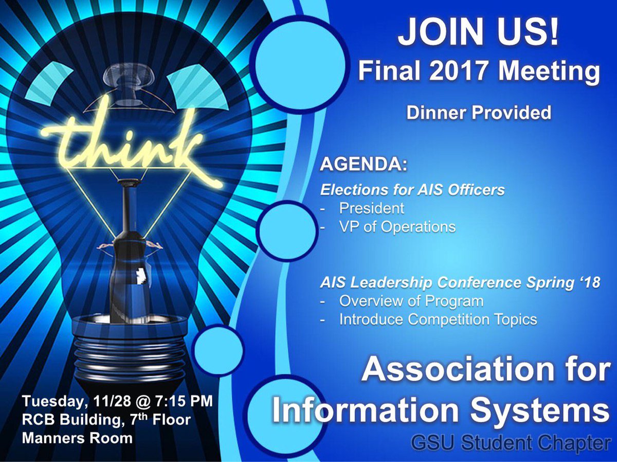 aisgsu's tweet photo. TOMORROW NIGHT 7:15 RCB 7th floor. We always save the best for last! Join us for the final meeting of the semester! Vote for your new officers, learn about AIS Leadership Conference in the Spring, eat free 🍕🍕🍕 and celebrate the end to an amazing semester here at AIS GSU 😫❤️ https://t.co/s4ueaHkO8d