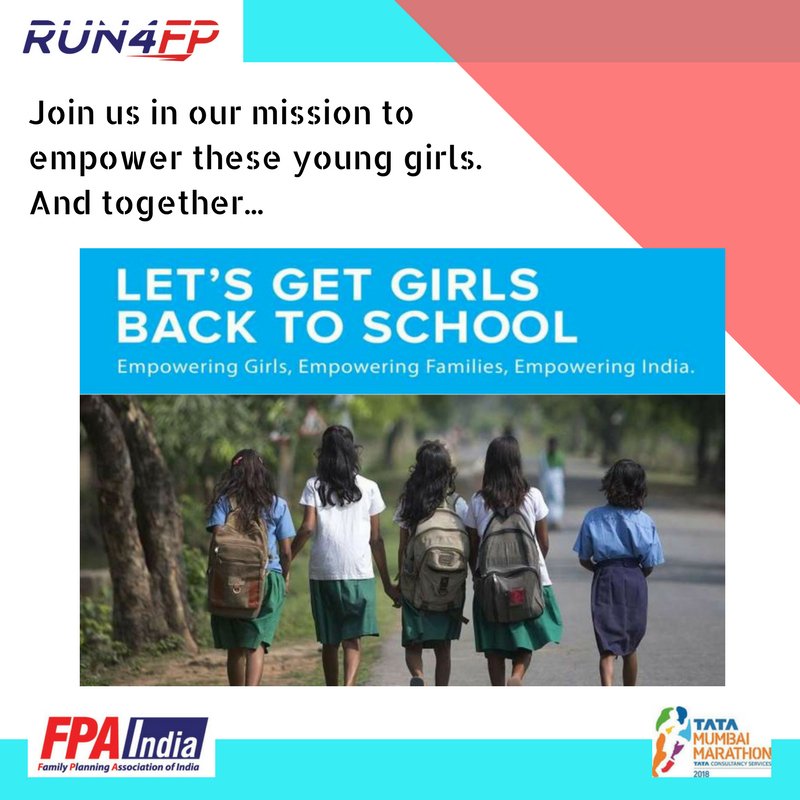 FPA_India's tweet photo. #FPAIndia is gearing up to #RUN4FP to #empower #YoungGirls from #underprivileged backgrounds. We want to #GetGirlsBackToSchool by participating in #TMM2018 . Donate on: https://t.co/uWUx8Gqn20 #RUN4FP #running #marathon #womenempowerment #youngpeople #AccessToBasics #SRHR https://t.co/D6jWkJXVUP