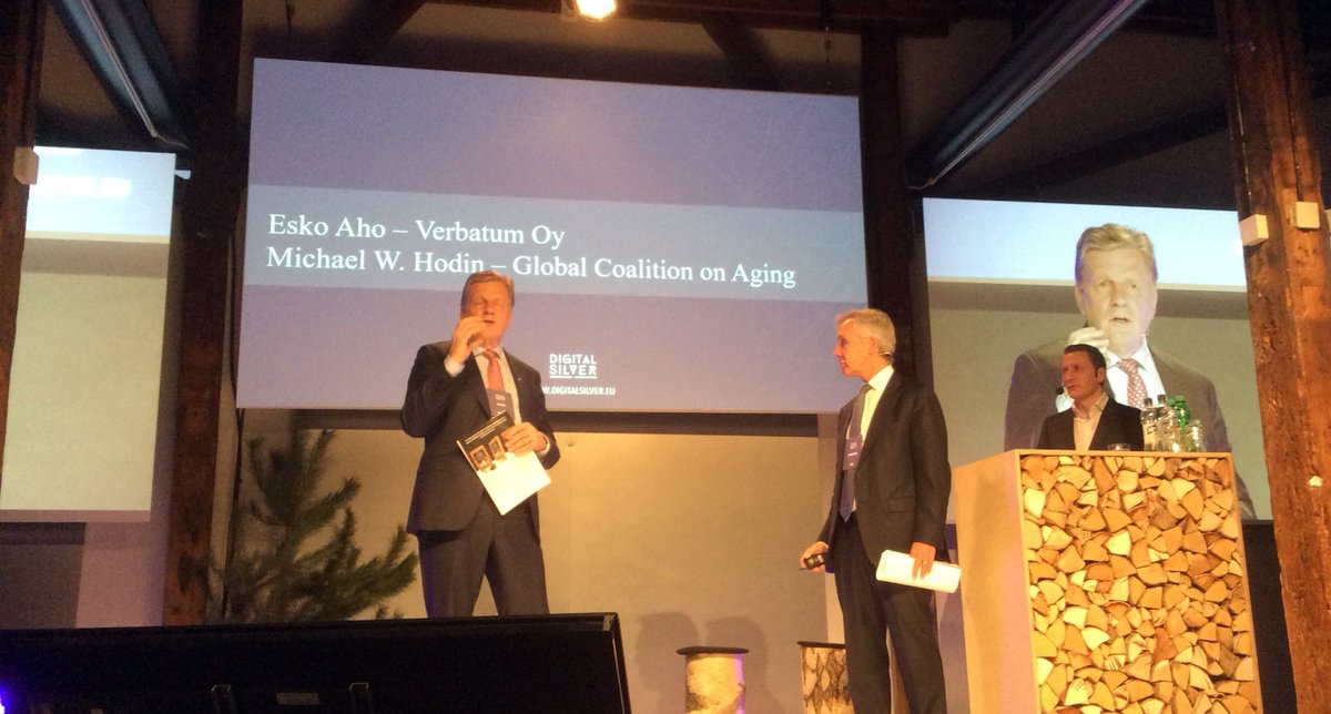 Mr Esko aho and Mr Michael W Hodin kicking off the Digital Silver 2017 <a href="/WanhaSatama/">Wanha Satama</a> #ds17 
How can we meet the needs of silvering societies? Finland is showing the way as the fastest ageing nation in Europe and adding high tech flavour in to discussion, R&amp;D  and bz.