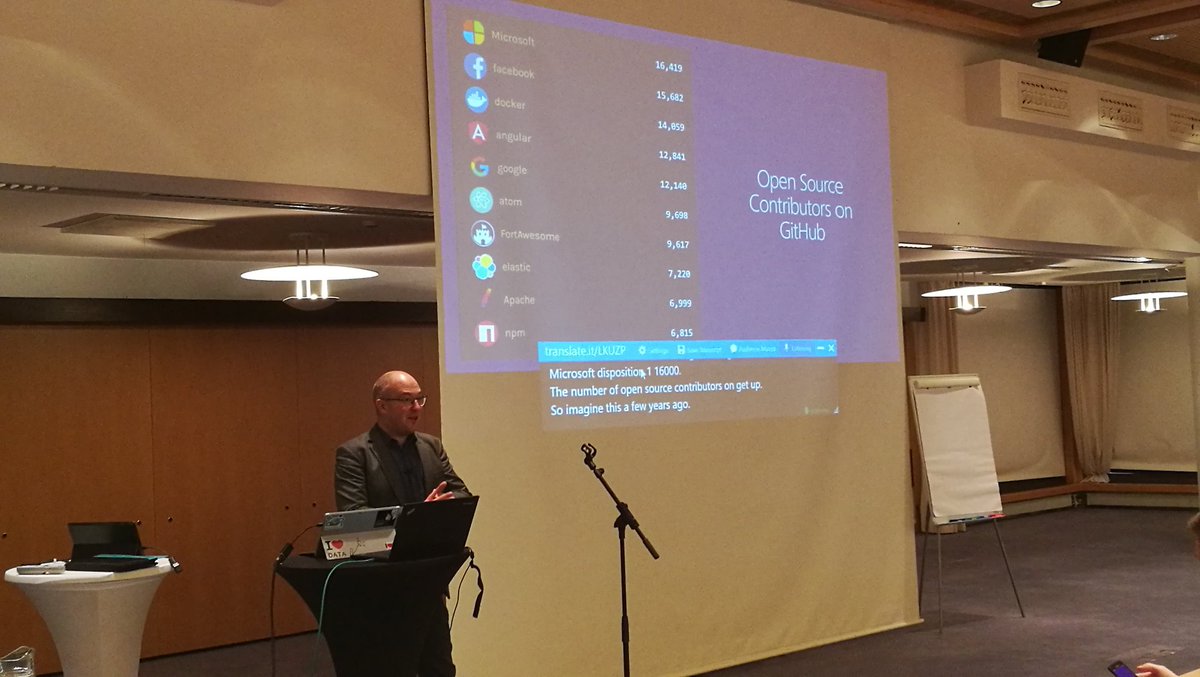 kitevesku's tweet photo. Microsoft <3 Open Source.  #techsummitfi https://t.co/twwMJJbyi7