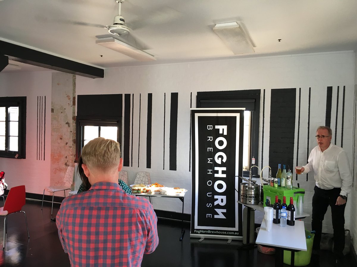 eighteen04's tweet photo. All the things are assembling at our new digs for #lunatickslive tonight from 630pm, live broadcast. Thx @FogHornBrewpub @TheLunaticks for refreshing bevvies. Tune in to hear resident stories #startaus #cleantech https://t.co/Wu5xnoMHOJ