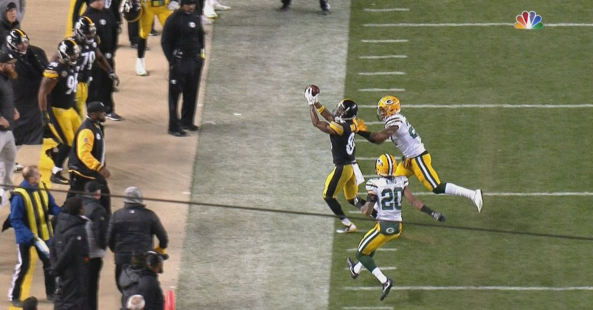 Ridiculous athletic ability. Clutch catches.  Willing his team to win. AB was a Game Changer against the Pack. <a href="/AB84/">AB</a> #GameChangers #Steelers #NFL