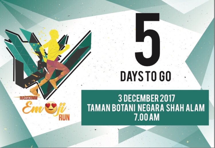 mscomm_emojirun's tweet photo. Yay! 5 days left for Em😍jiRun
See you guys this Sunday at Taman Botani Negara, Shah Alam!
#emojirunner17 #cmapassociation #marathonmalaysia https://t.co/g8QcTN8pK3