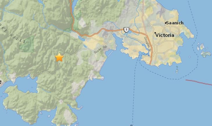 CTVNewsVI's tweet photo. #Breaking: USGS reporting 1.9-magnitude earthquake near Langford. Seeing reports it was felt across the South Island. https://t.co/obQxy5i8JU