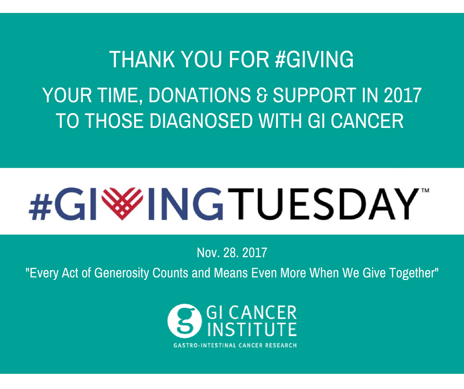 #GivingTuesday- a time to thank all within our community for #giving their time and support to <a href="/GICancer/">GI Cancer Institute and AGITG</a> research ow.ly/JGbj30gR8SD