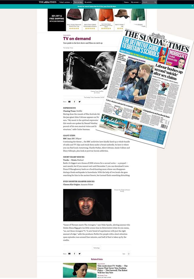 DavidVegaactor's tweet photo. our #tvseries #chosenkin featured in the #TheTimes &amp; #TheSundayTimes  "Your guide to the best shows and films on catch up" #leadantagonist #amazonprime #isparkedstudios #superhero #culturemagazine #UK 
https://t.co/rkbLk3jnsC https://t.co/eYkzO1fXt4