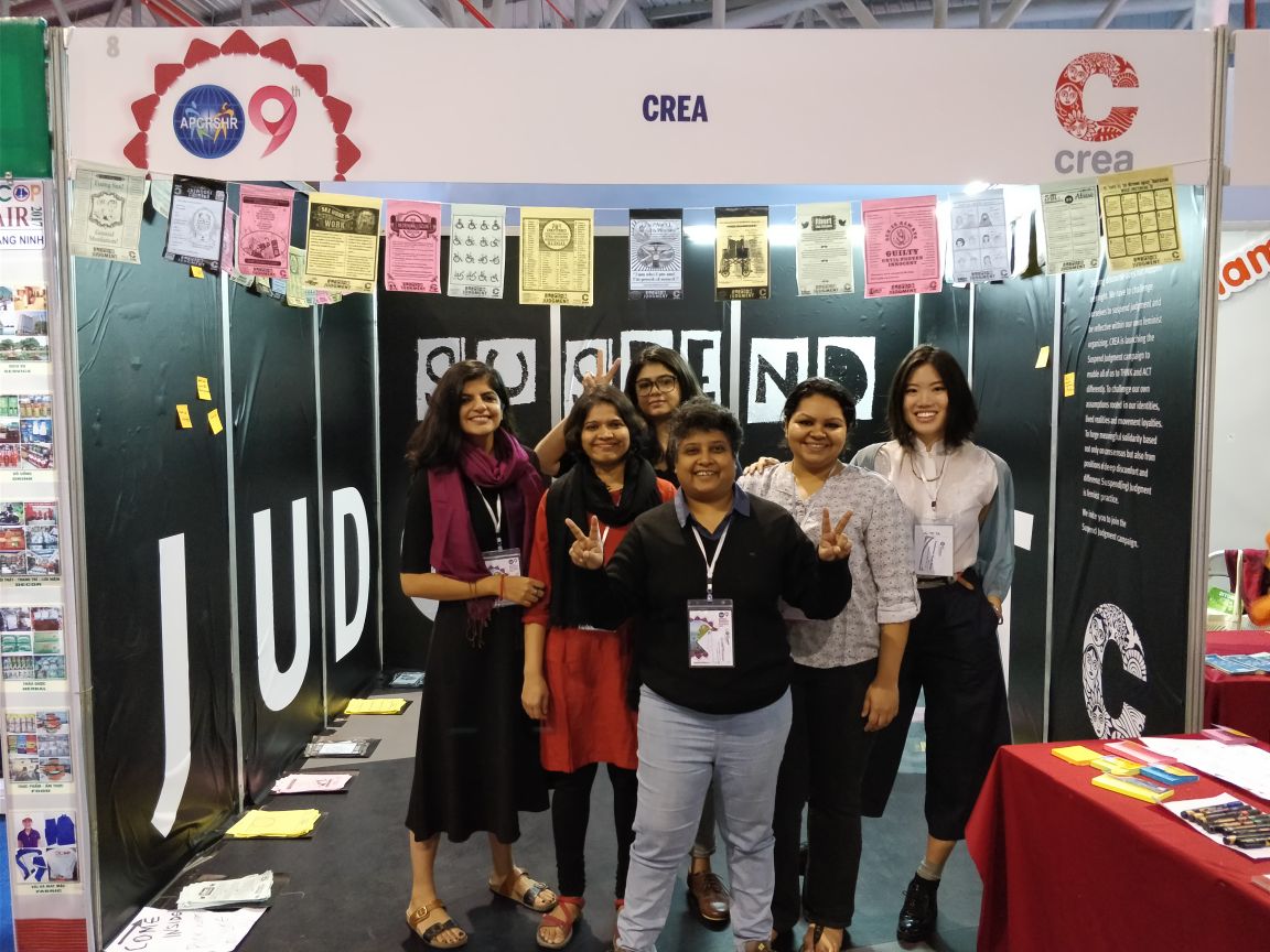 ThinkCREA's tweet image. Come visit CREA at Booth #8 at the #APCRSHR9 to walk into the #SuspendJudgment campaign! We will be here everyday, come take a picture and share a story of how you challenge stigma in your work. #SRHR #CREAworld