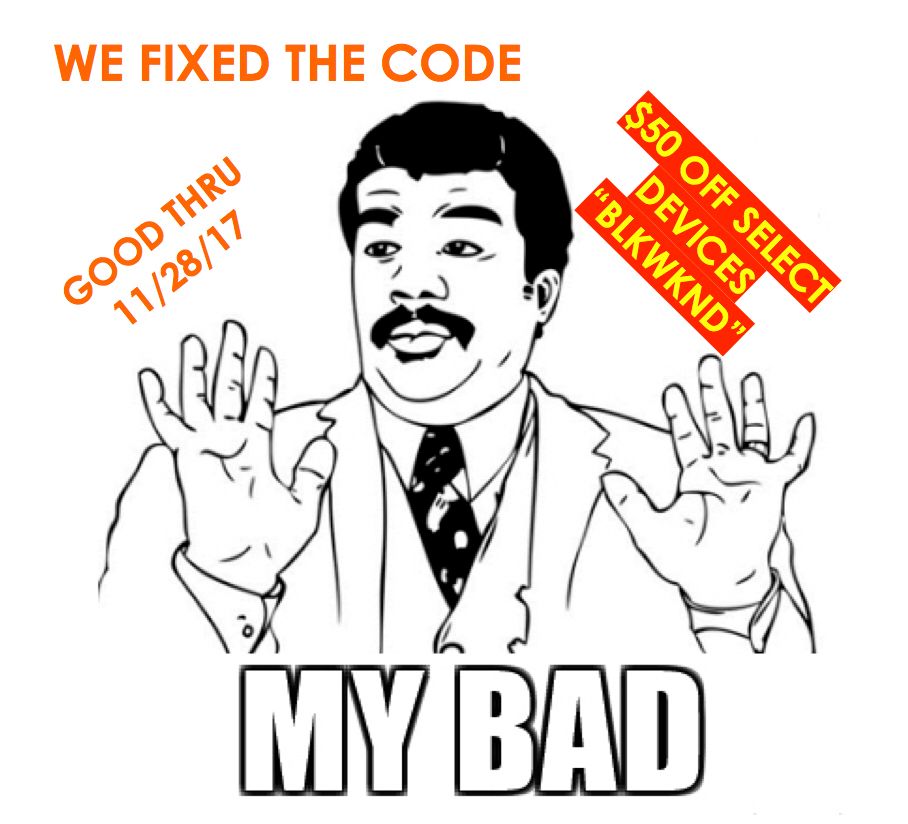 sdsecurityfire's tweet image. OOPS!! My Bad....We fixed the code..and extended through tomorrow! $50 OFF select Cameras, Locks, Kits &amp;amp; more! Offer Code: “BLKWKND” #CyberMonday #CyberRunDay?