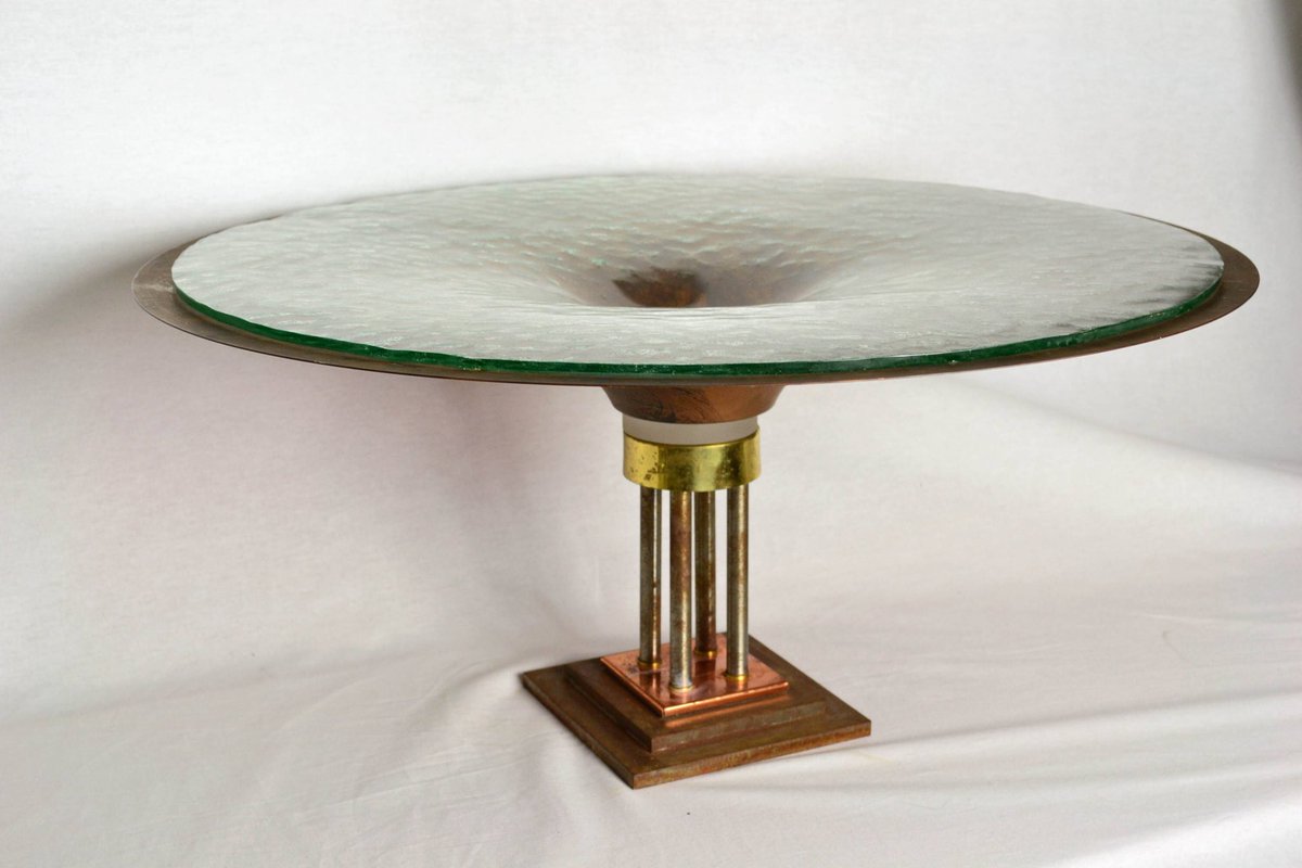 OffCenter20c's tweet photo. Large Vintage Copper and Glass Pedestal Bowl #copper #glass bowl #centerpiece #midcenturymodern #entryway https://t.co/9mPQ8UVp83 https://t.co/tULO64uRvl