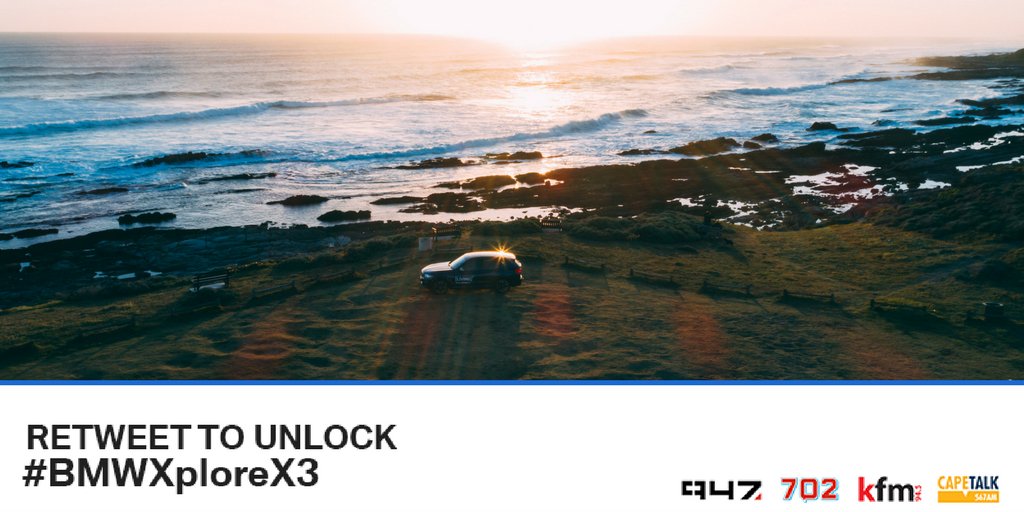 947's tweet photo. RETWEET THIS NOW to unlock fantastic prizes with @AlexCaige - LIVE with #BMWXploreX3, powered by @BMW_SA and the all-new X3. https://t.co/HuFkSC0WMm