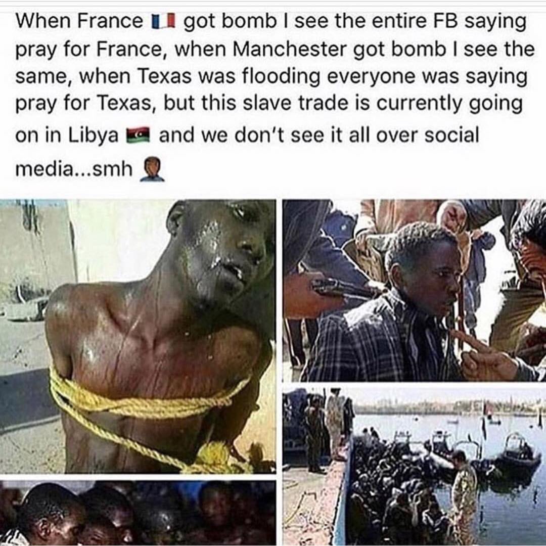 Tip's tweet photo. So... I'm wondering if Khadafi was such a horrible dictator why wasn't this happening when HE WAS in power? One has no choice but to conclude his absence made this possible.🤔 https://t.co/IBsJCbdQJ8