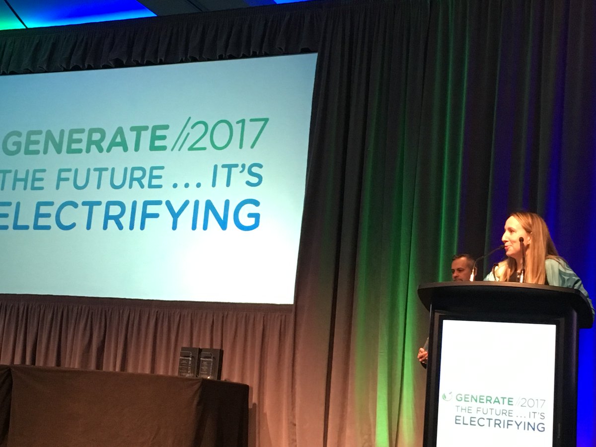 binnu_yyc's tweet photo. Colleen Giroux-Schmidt of @innergex_ine talks about the positive role renewables can play w First Nations as she accepts the Merit Award for Distinguished Service at #Generate2017. Congratulations and thanks for all your advocacy! https://t.co/nRtOCbl9SM