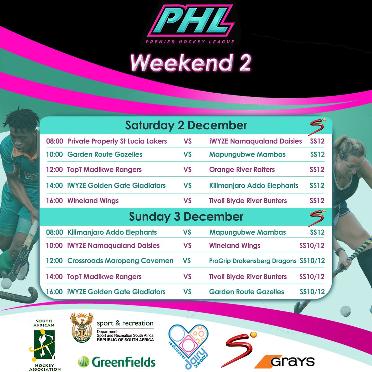 WEEKEND 2 MATCH SCHEDULE 😁💪🏼 will you be watching from Randburg Stadium or on SuperSport this weekend?? #PHL17