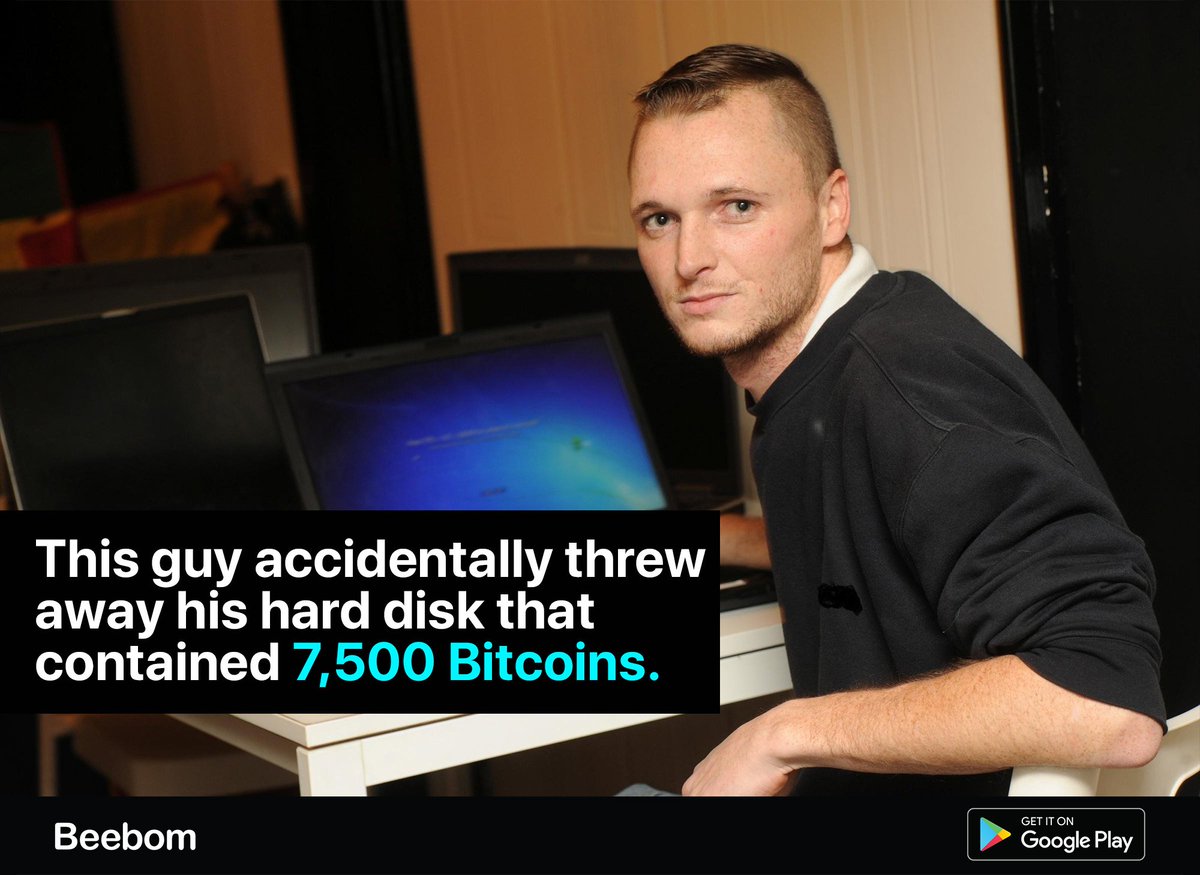Now the #Bitcoins he had, are worth $7.5 Million. #JamesHowells mined 7,500  bitcoins himself in 2009, when 1 #Bitcoin was worth $0. The hard drive that  he threw away, contains all those